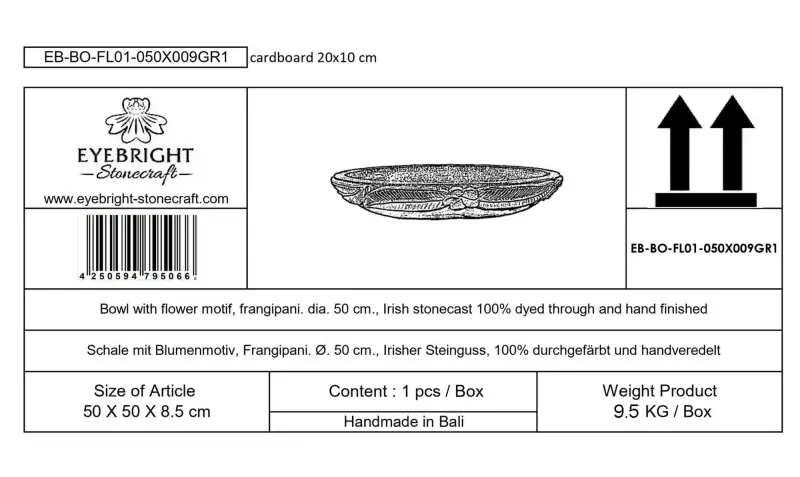 Product image 6 of the product “Kediri - Bowl with flower motif, frangipani, Ø 50 cm | cast stone ”